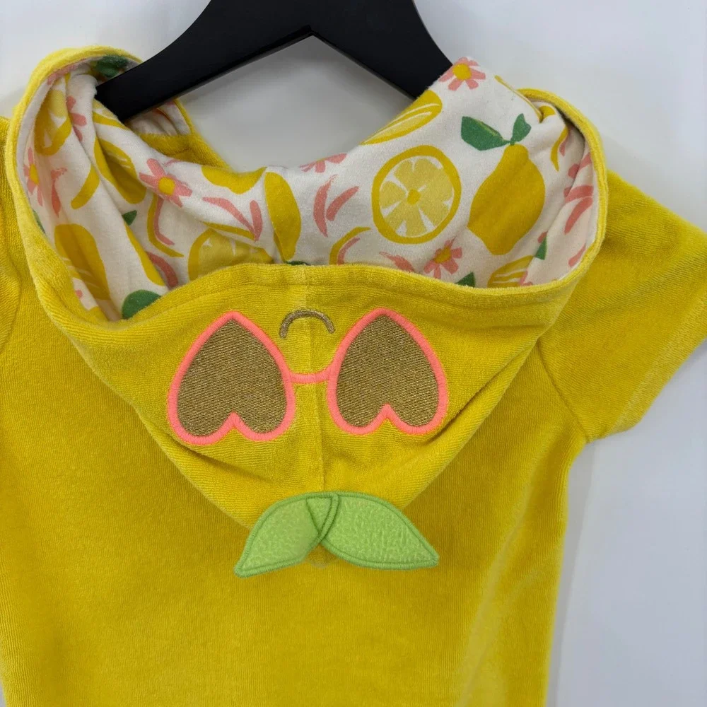 The Childrens Place Hooded Terry Top Kids 5T Yellow Lemon Heart Sunglasses Beach